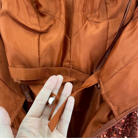 SCALA Style 47549 Burnt Orange Sequin Dress - Picture 9 of 9